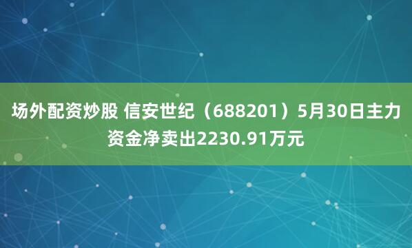 场外配资炒股 信安世纪（688201）5月30日主力资金净卖出2230.91万元