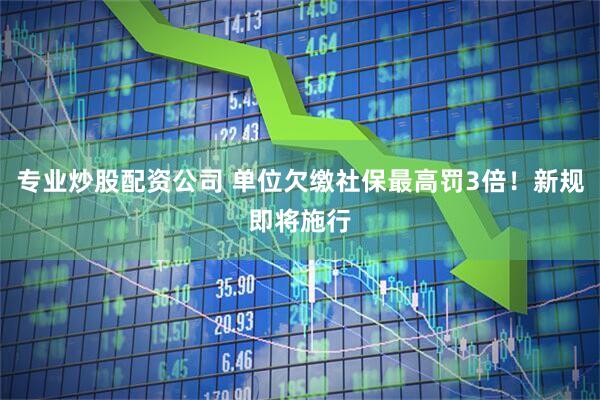 专业炒股配资公司 单位欠缴社保最高罚3倍！新规即将施行